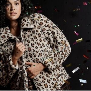 Torrid faux fur jacket, Sherpa leopard print, Plus size 1x